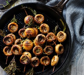 BBQ Mushroom Skewers with Rosemary Gremolata
