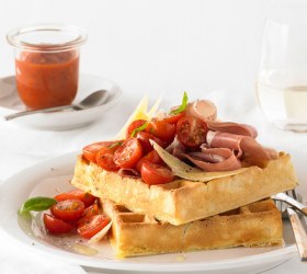 Zucchini, Prosciutto and Parmesan Waffle