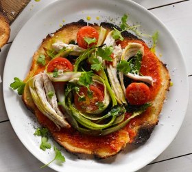 Poached Chicken & Asparagus Pizza