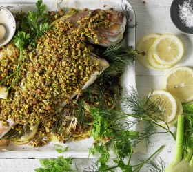 Baked Snapper with Fennel and Pistachio Crust Baked Snapper with Fennel and Pistachio Crust