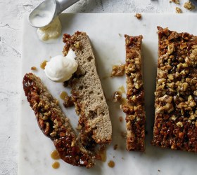 Upside Down Banana and Walnut Cake