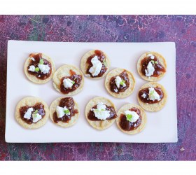 Caramelised Onions and Goats Cheese on Cobs Salt of the Sea Hip Chips