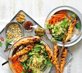 Chilli, Lime & Peanut Salad with BBQ Prawns