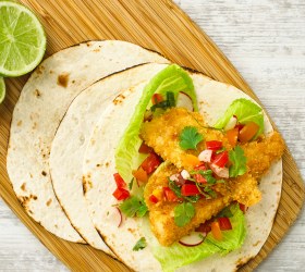 Golden Fish Tacos with Fresh Tomato Salsa