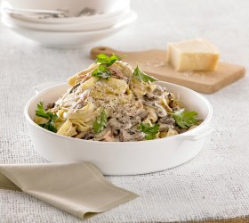 Creamy Mushroom & Bacon Fettuccine