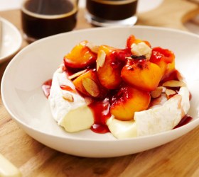 Camembert with Peach and Clove Relish and Almonds