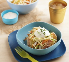 Baked Potatoes with Cheesy Chicken Coleslaw Baked Potatoes with Cheesy Chicken Coleslaw