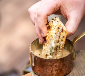 BBQ Steak Sandwich with Brazilian, Horseradish & Peppercorn Sauce