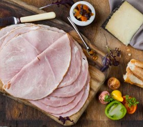 English Ham and Cheese Platter with Heirloom Tomatoes and Pumpkin Marmalade