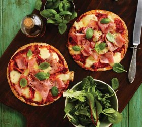 Ham and Bocconcini Tostadas Ham and Bocconcini Tostadas