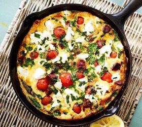 Chorizo, Tomato and Feta Pan Omelette
