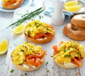 Breakfast Egg and Salmon Bagels