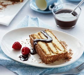 Tiramisu Gateau with Mocha Sauce