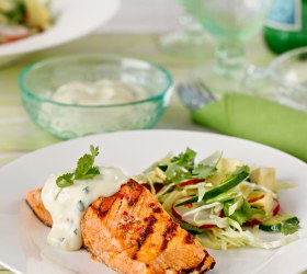 Mexican Inspired Grilled Salmon with Garlic Aioli