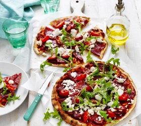 Salami, Tomato and Ricotta Pizzas