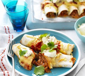 Baked Bean and Chicken Enchiladas