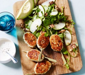 Chicken and Tarragon Skewers with Apple, Walnut Salad Chicken and Tarragon Skewers with Apple, Walnut Salad