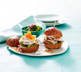 Herbed Chicken Sliders with Cucumber and Red Onion Relish