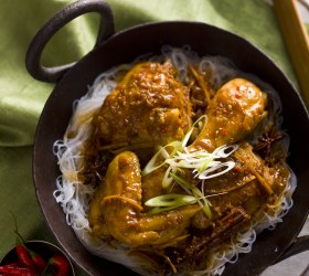Asian Style Chicken Curry with Orange, Cinnamon, Star Anise and Sherry