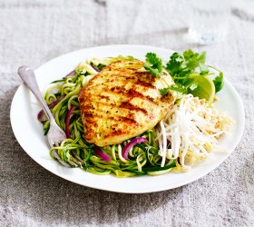 Lemongrass and Ginger Chicken with Zucchini Pad Thai Noodles