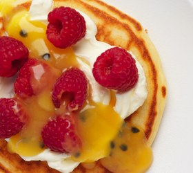 Mascarpone, Passionfruit Curd and Raspberry Pancake