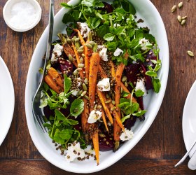 Roast Carrot and Beetroot Salad with Crisp Lentils Roast Carrot and Beetroot Salad with Crisp Lentils