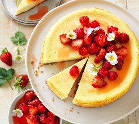 Baked Vanilla Cheesecake with Berry Compote