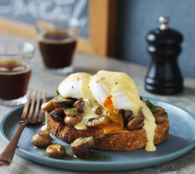 Mushrooms and Poached Egg on Sourdough