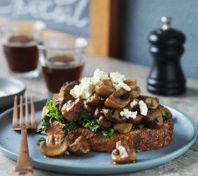 Mushrooms and Wilted Greens on Sourdough Mushrooms and Wilted Greens on Sourdough