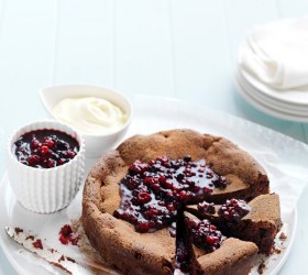 Mixed Berry and Chocolate Dessert Cake with Berry Compote Mixed Berry and Chocolate Dessert Cake with Berry Compote