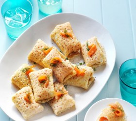 Smoked Salmon, Sour Cream & Herb Crepe Parcels