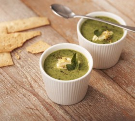 Pea, Rocket and Basil Soup with Lemon Mascarpone