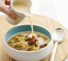 Cinnamon Quinoa Porridge With Banana Pecan Topping Cinnamon Quinoa Porridge With Banana Pecan Topping