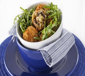 Golden Breaded Mushroom Medley Risotto Balls Golden Breaded Mushroom Medley Risotto Balls