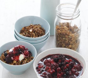 Mixed Berry Compote with Maple Syrup Granola