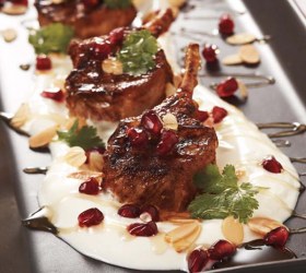 Middle Eastern Lamb Cutlets with Garlic Yoghurt, Honey and Almonds