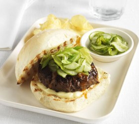 Teriyaki-glazed beef burgers