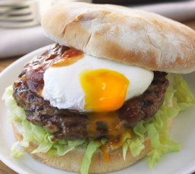 Aussie Lamb Burger with Poached Egg and Tomato Chutney