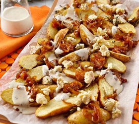 Warm Kipfler, Caramelised Onion and Blue Cheese Salad