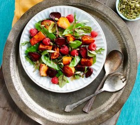 Roasted Sweet Potato and Beet Salad