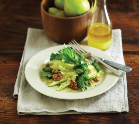 Rocket Salad with Parmesan, Pear and Lemon Dressing
