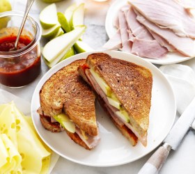 Chutney, Leg Ham, Pear and Swiss Cheese Toasties