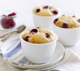 Baked Ricotta and Raspberry Puddings