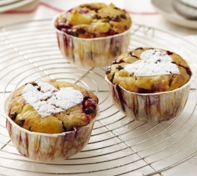Pear, Raspberry and Choc Chip Mummy Muffins