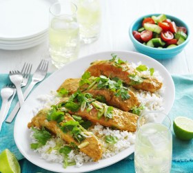 Red Curry, Coconut and Coriander Salmon