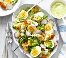 Smashed Potato & Egg Salad with Green Goddess Mayonnaise