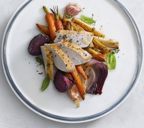 Pan Fried Turkey Breast with Roasted Root Vegetables Pan Fried Turkey Breast with Roasted Root Vegetables
