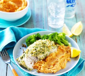 Lemon and Herb Fish with Sweet Potato Mash
