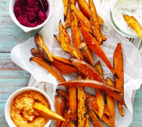 Sweet Potato Wedges with Dips