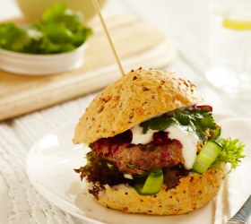 Spiced Lamb Burgers with Yoghurt and Fresh Beetroot Relish